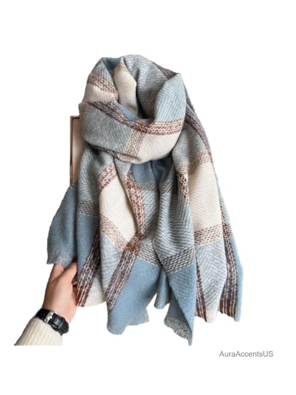 Oversized Plaid Shawl Wrap Scarf with Tassels Cashmere Feel Soft Warm Large